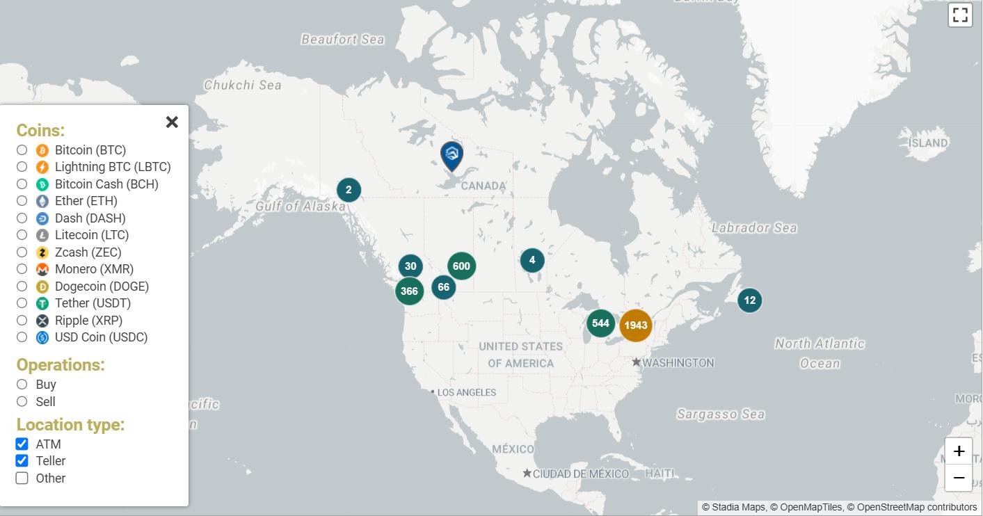 Total number of Bitcoin ATMs / Tellers in Canada at the moment is 3568
