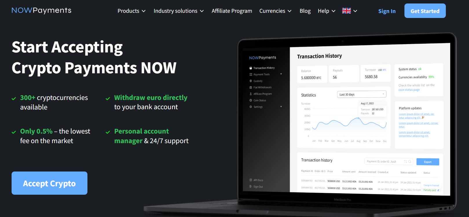 NOWPayments website