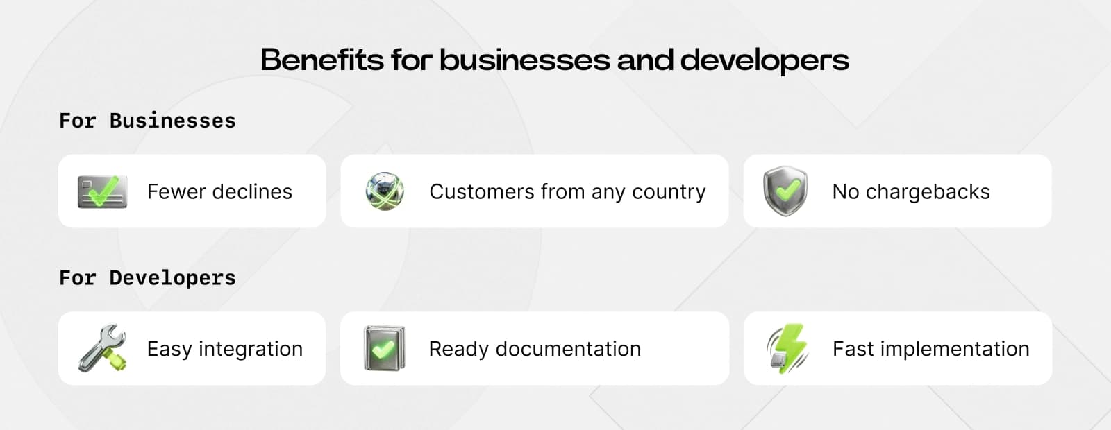 Benefits for businesses and developers