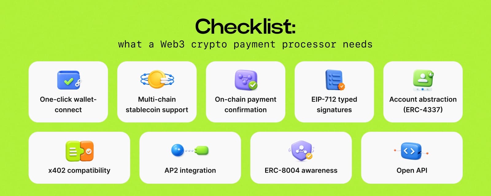 Checklist: what a Web3 crypto payment processor needs