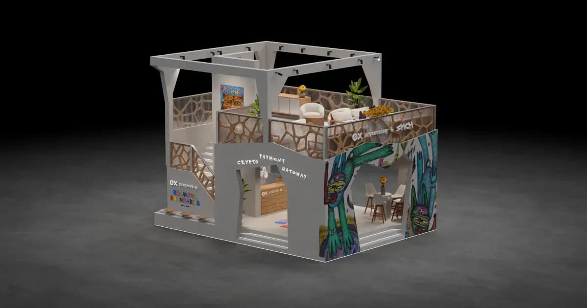 Interior view of the 0xProcessing booth at SiGMA