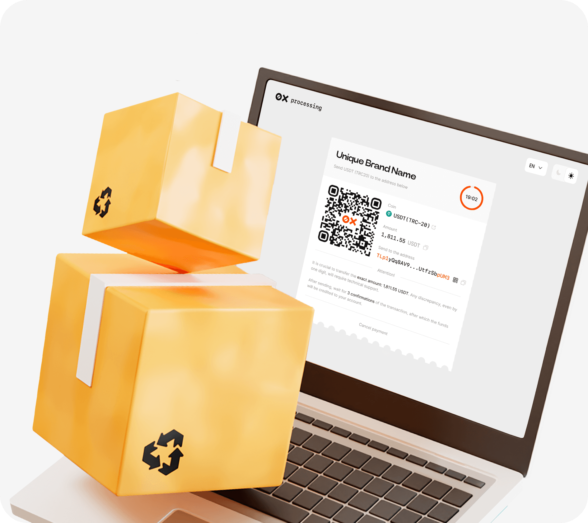 ## 0xProcessing integrated **fixed-amount** crypto payment forms